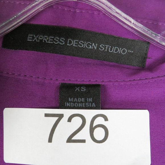 Express* Women's Long Sleeve Button Down Low V-Neck Shirt~ Size XS (Purple) - Picture 5 of 10